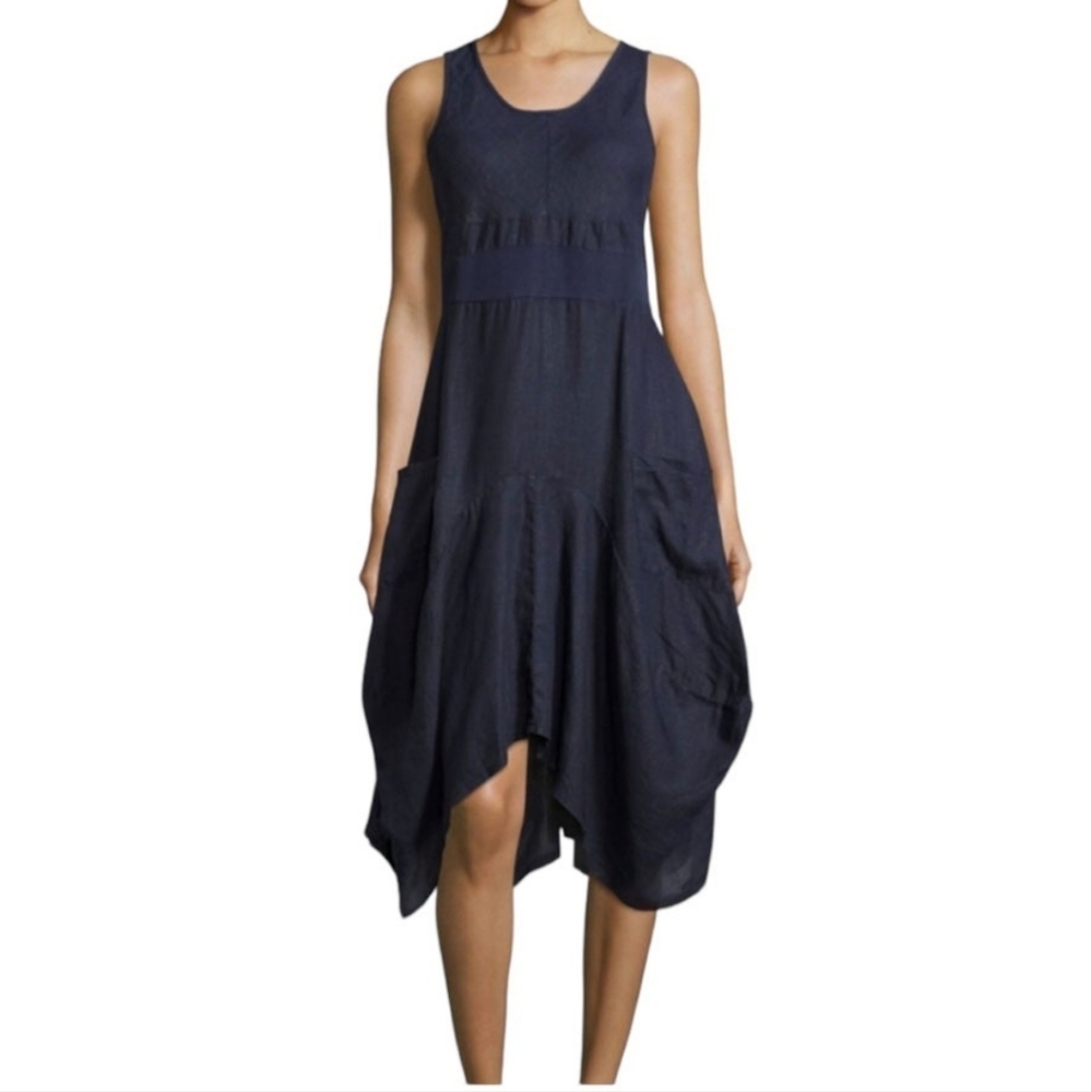 Neiman Marcus Navy Asymmetrical Tank Dress